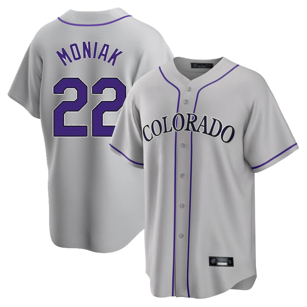 Kooe C.Rockies #22 Mickey Moniak Player Gray Game Home Stitched Jerseys