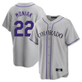 Kooe C.Rockies #22 Mickey Moniak Player Gray Game Home Stitched Jerseys