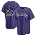 Kooe C.Rockies #22 Mickey Moniak Player Purple Game Home Stitched Jerseys