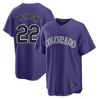 Kooe C.Rockies #22 Mickey Moniak Player Purple Game Home Stitched Jerseys