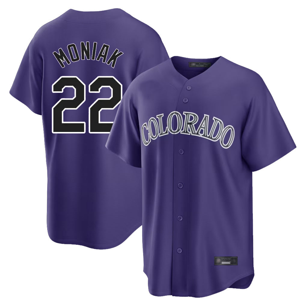 Kooe C.Rockies #22 Mickey Moniak Player Purple Game Home Stitched Jerseys