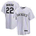 Kooe C.Rockies #22 Mickey Moniak Player White Game Home Stitched Jerseys