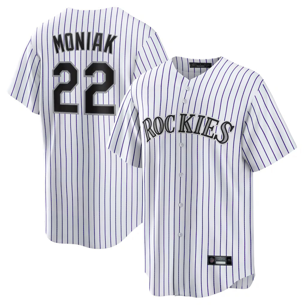 Kooe C.Rockies #22 Mickey Moniak Player White Game Home Stitched Jerseys