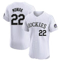 Kooe C.Rockies #22 Mickey Moniak Player White Limited Elite Home Stitched Jerseys