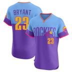 Kooe C.Rockies #23 Kris Bryant Player Purple-Light Blue City Connect Limited Elite Home T-shirt Stitched Jerseys