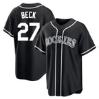 Kooe C.Rockies #27 Jordan Beck Player Black Fashion Out Home Game Stitched Jerseys