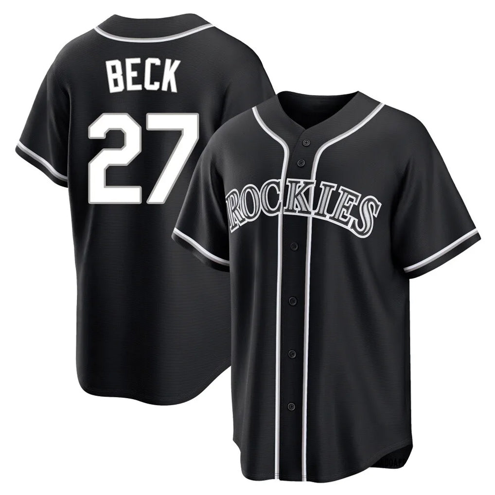 Kooe C.Rockies #27 Jordan Beck Player Black Fashion Out Home Game Stitched Jerseys