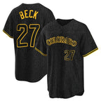 Kooe C.Rockies #27 Jordan Beck Player Black Snake Skin City Home Game Stitched Jerseys