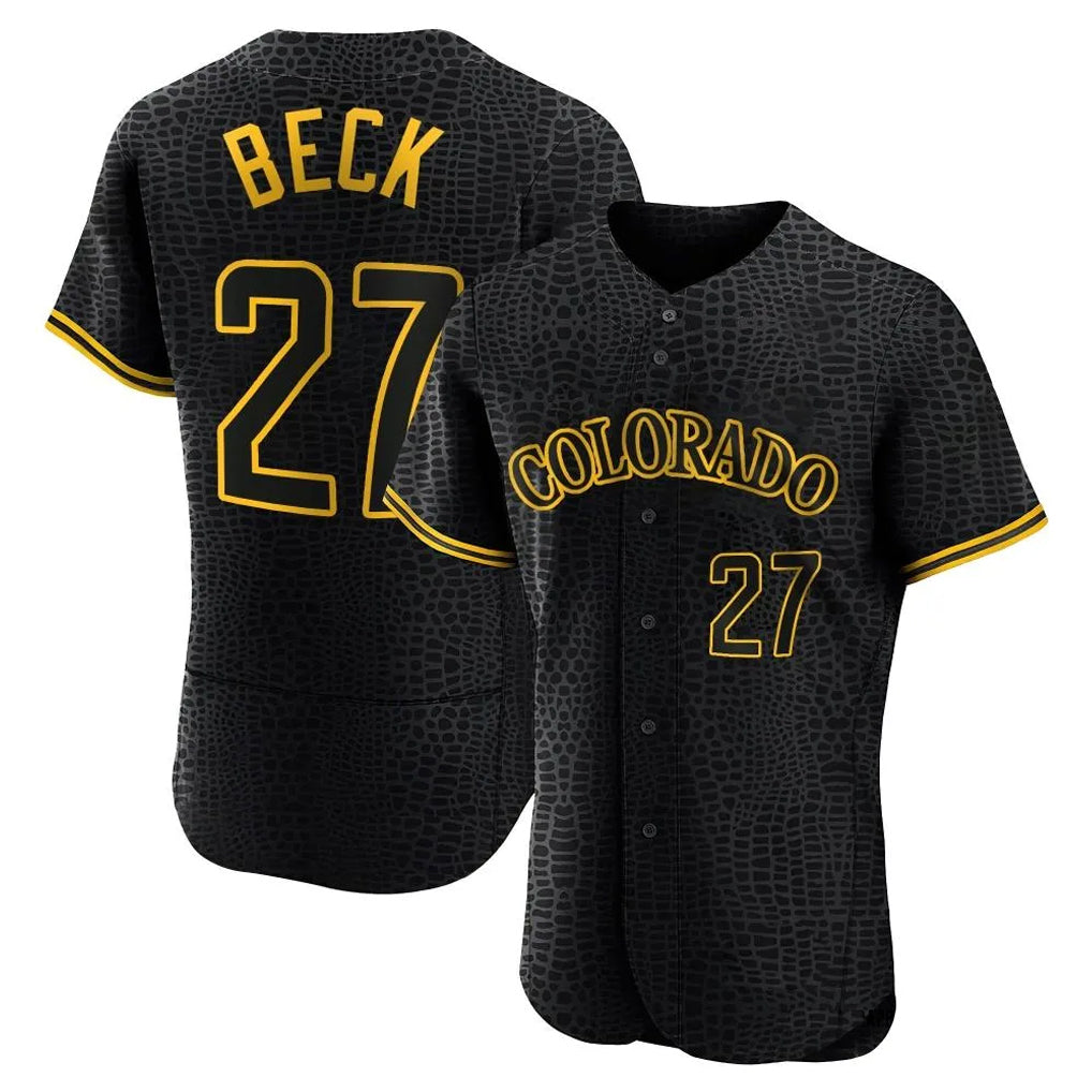 Kooe C.Rockies #27 Jordan Beck Player Black Snake Skin City Limited Elite Home Stitched Jerseys