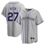 Kooe C.Rockies #27 Jordan Beck Player Gray Game Home Stitched Jerseys