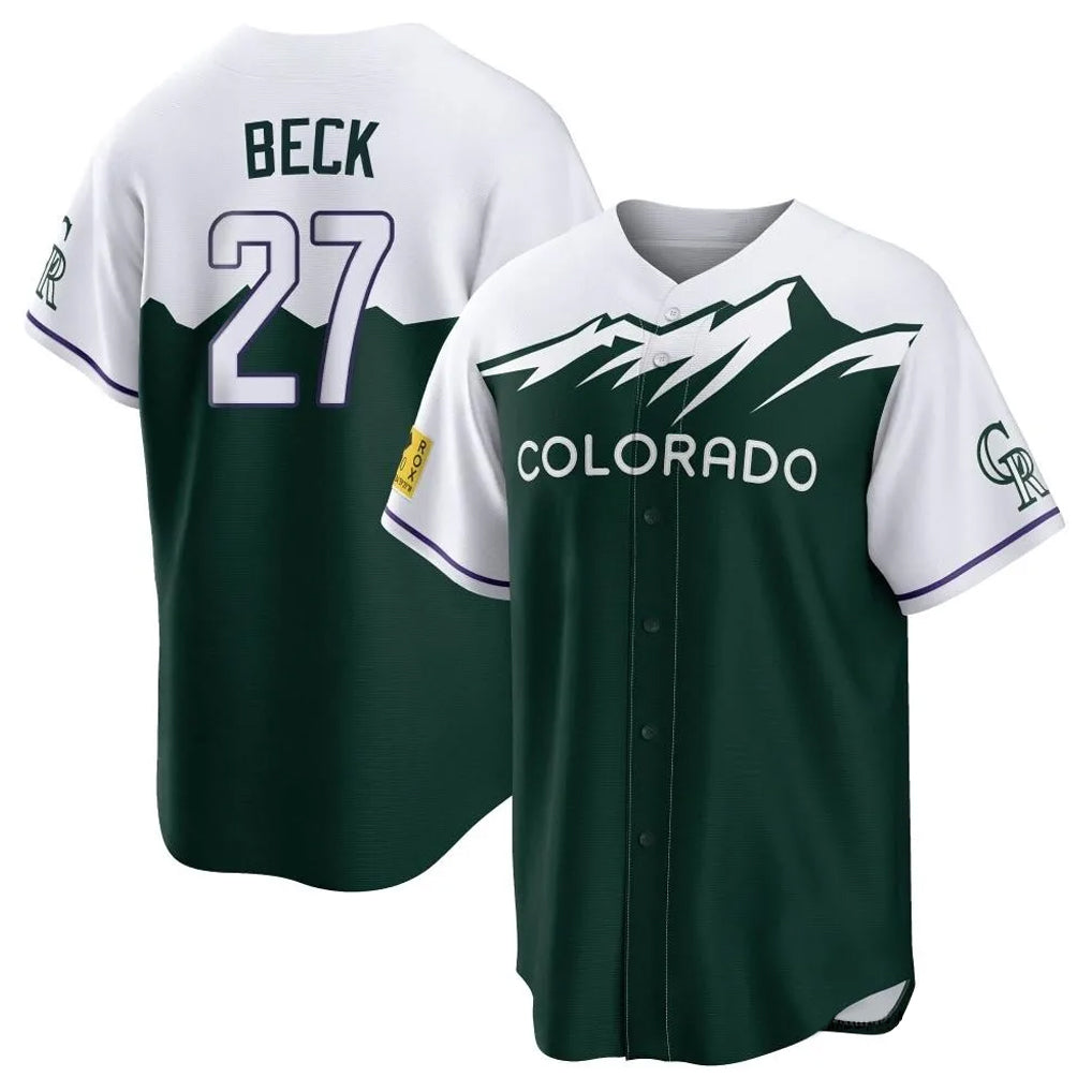 Kooe C.Rockies #27 Jordan Beck Player Green City Connect Home Game Stitched Jerseys