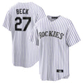 Kooe C.Rockies #27 Jordan Beck Player White Game Home Stitched Jerseys