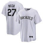 Kooe C.Rockies #27 Jordan Beck Player White Game Home Stitched Jerseys