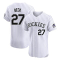 Kooe C.Rockies #27 Jordan Beck Player White Limited Elite Home Stitched Jerseys