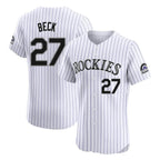 Kooe C.Rockies #27 Jordan Beck Player White Limited Elite Home Stitched Jerseys