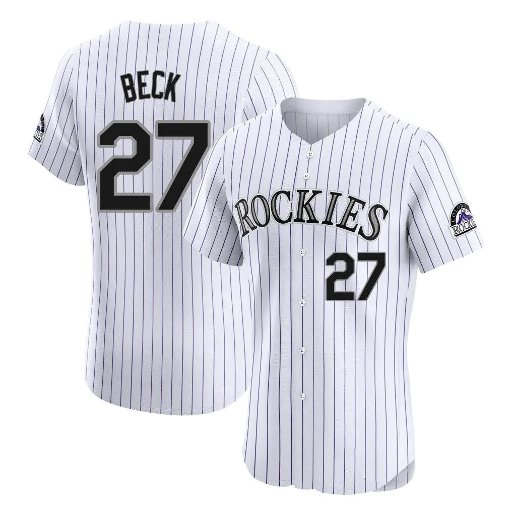 Kooe C.Rockies #27 Jordan Beck Player White Limited Elite Home Stitched Jerseys