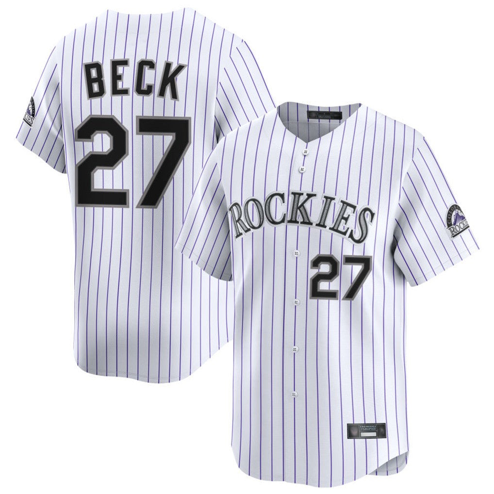 Kooe C.Rockies #27 Jordan Beck Player White Limited Home Stitched Jerseys