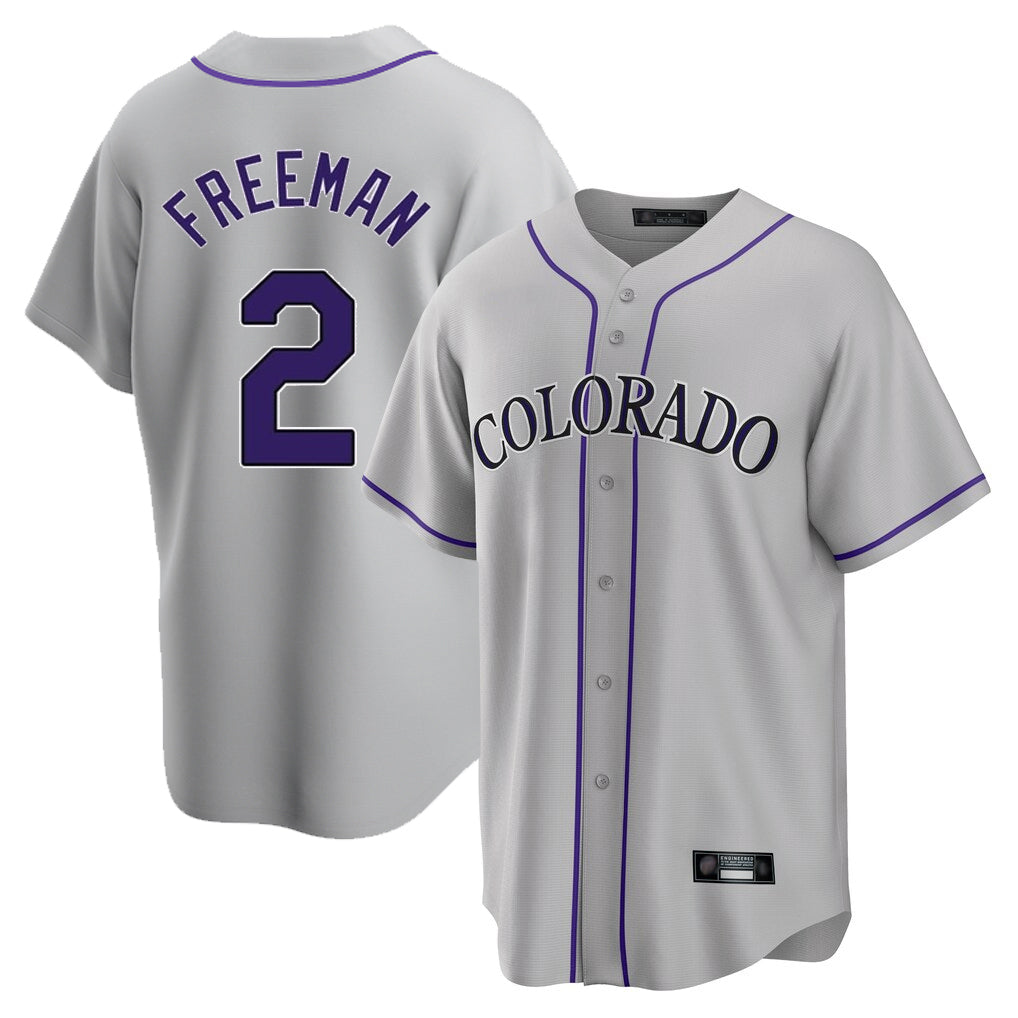 Kooe C.Rockies #2 Tyler Freeman Player Gray Game Home Stitched Jerseys