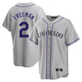 Kooe C.Rockies #2 Tyler Freeman Player Gray Game Home Stitched Jerseys