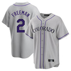 Kooe C.Rockies #2 Tyler Freeman Player Gray Game Home Stitched Jerseys