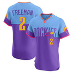 Kooe C.Rockies #2 Tyler Freeman Player Purple-Light Blue City Connect Limited Elite Home T-shirt Stitched Jerseys