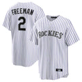 Kooe C.Rockies #2 Tyler Freeman Player White Game Home Stitched Jerseys