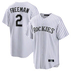 Kooe C.Rockies #2 Tyler Freeman Player White Game Home Stitched Jerseys