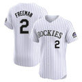 Kooe C.Rockies #2 Tyler Freeman Player White Limited Elite Home Stitched Jerseys