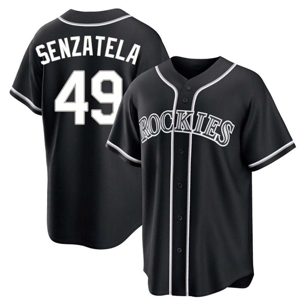 Kooe C.Rockies #49 Antonio Senzatela Player Black Fashion Out Home Game Stitched Jerseys