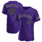Kooe C.Rockies #49 Antonio Senzatela Player Purple Limited Elite Home Stitched Jerseys