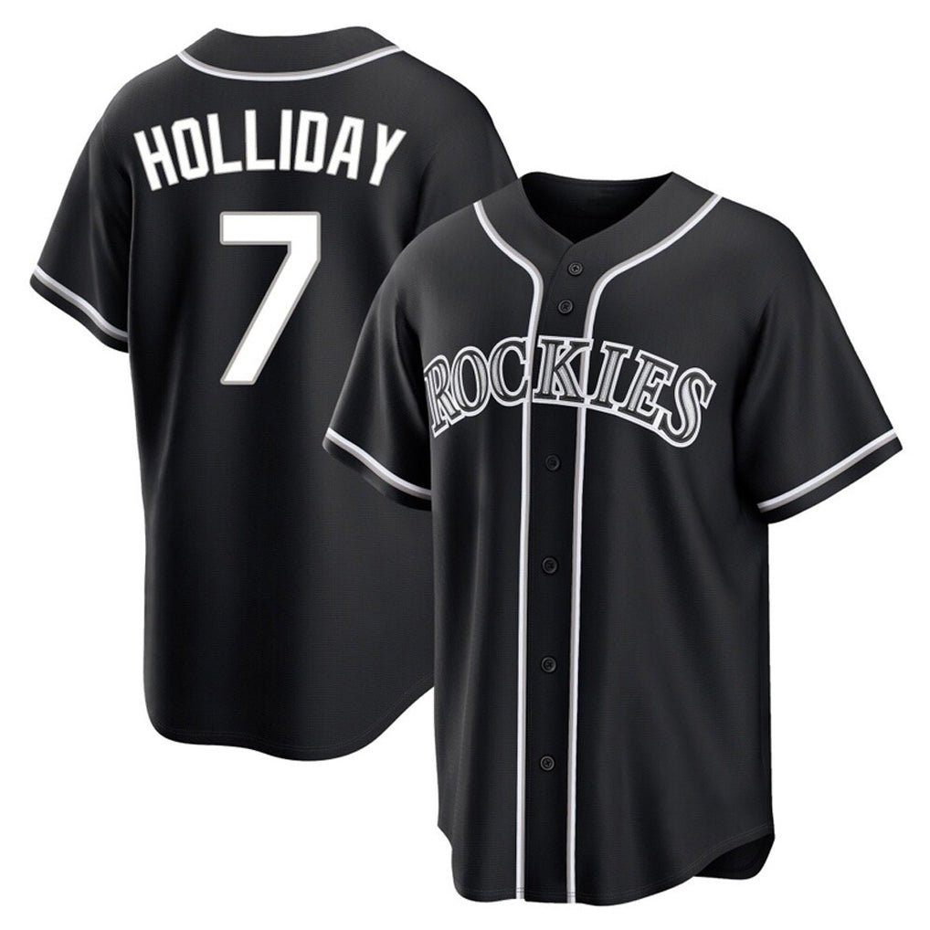 Kooe C.Rockies #7 Matt Holliday Player Black Fashion Out Home Game Stitched Jerseys