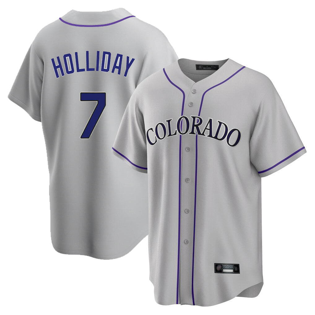 Kooe C.Rockies #7 Matt Holliday Player Gray Game Home Stitched Jerseys