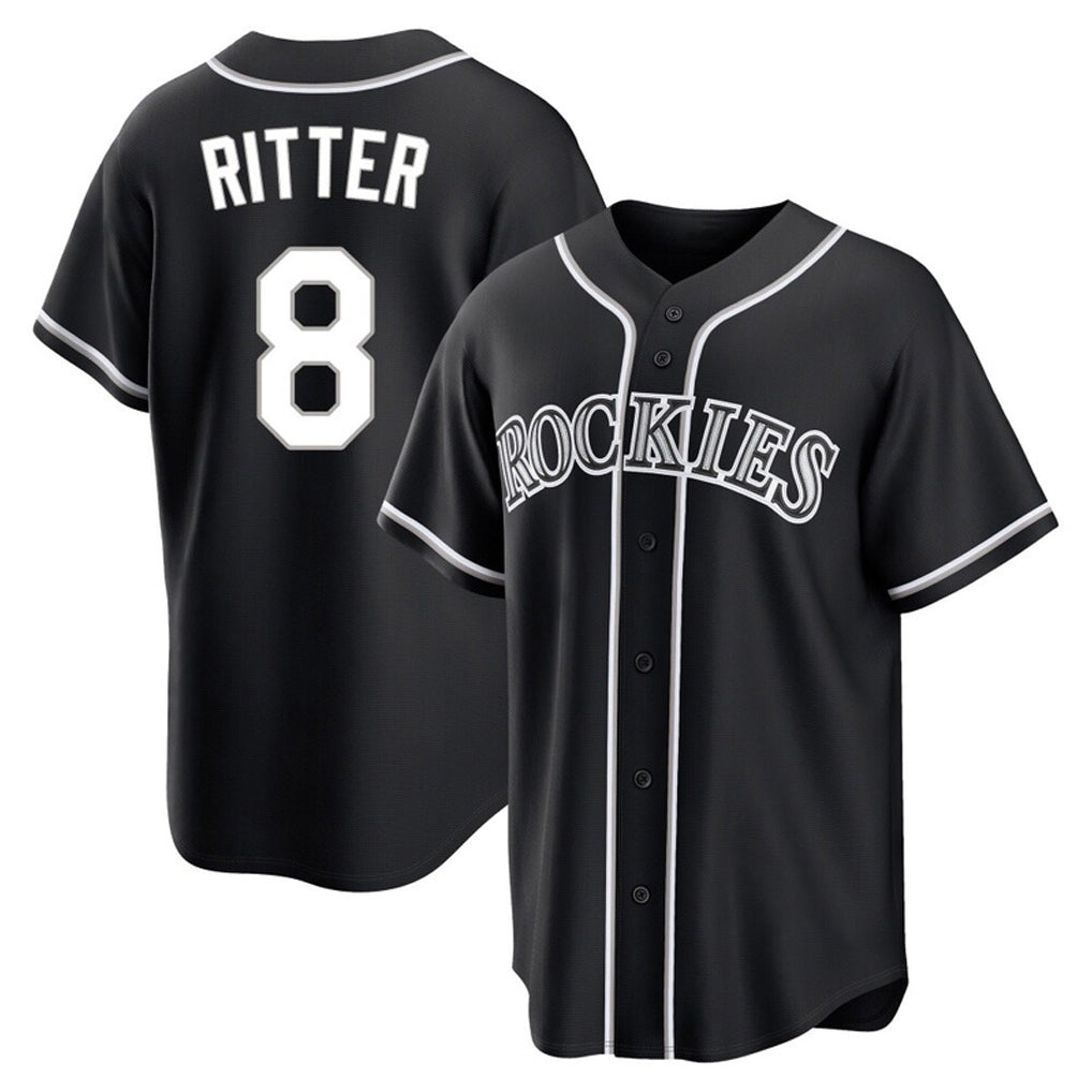 Kooe C.Rockies #8 Ryan Ritter Player Black Fashion Out Home Game Stitched Jerseys