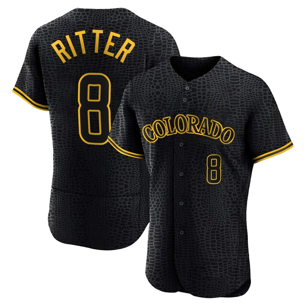 Kooe C.Rockies #8 Ryan Ritter Player Black Snake Skin City Limited Elite Home Stitched Jerseys