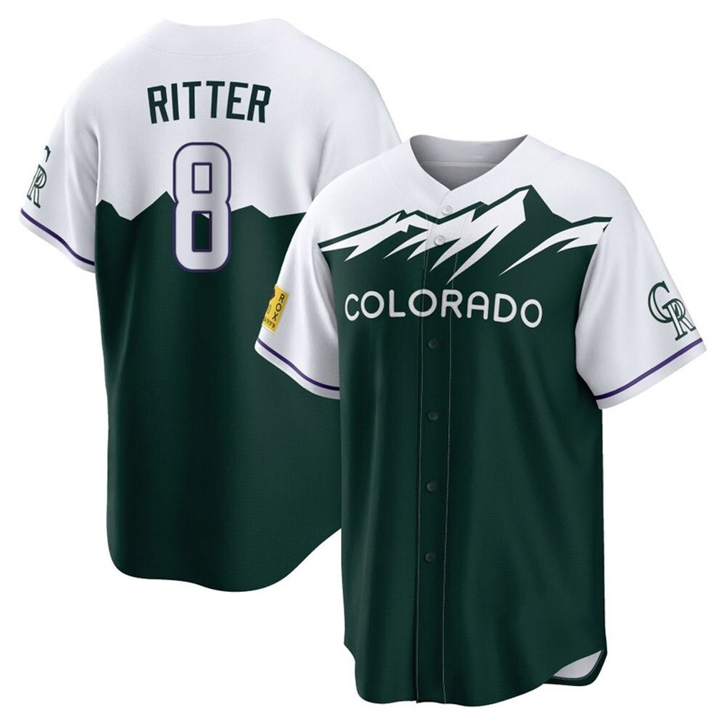 Kooe C.Rockies #8 Ryan Ritter Player Green City Connect Home Game Stitched Jerseys
