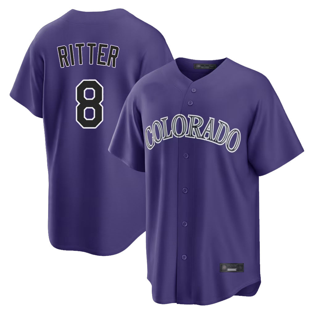 Kooe C.Rockies #8 Ryan Ritter Player Purple Game Home Stitched Jerseys