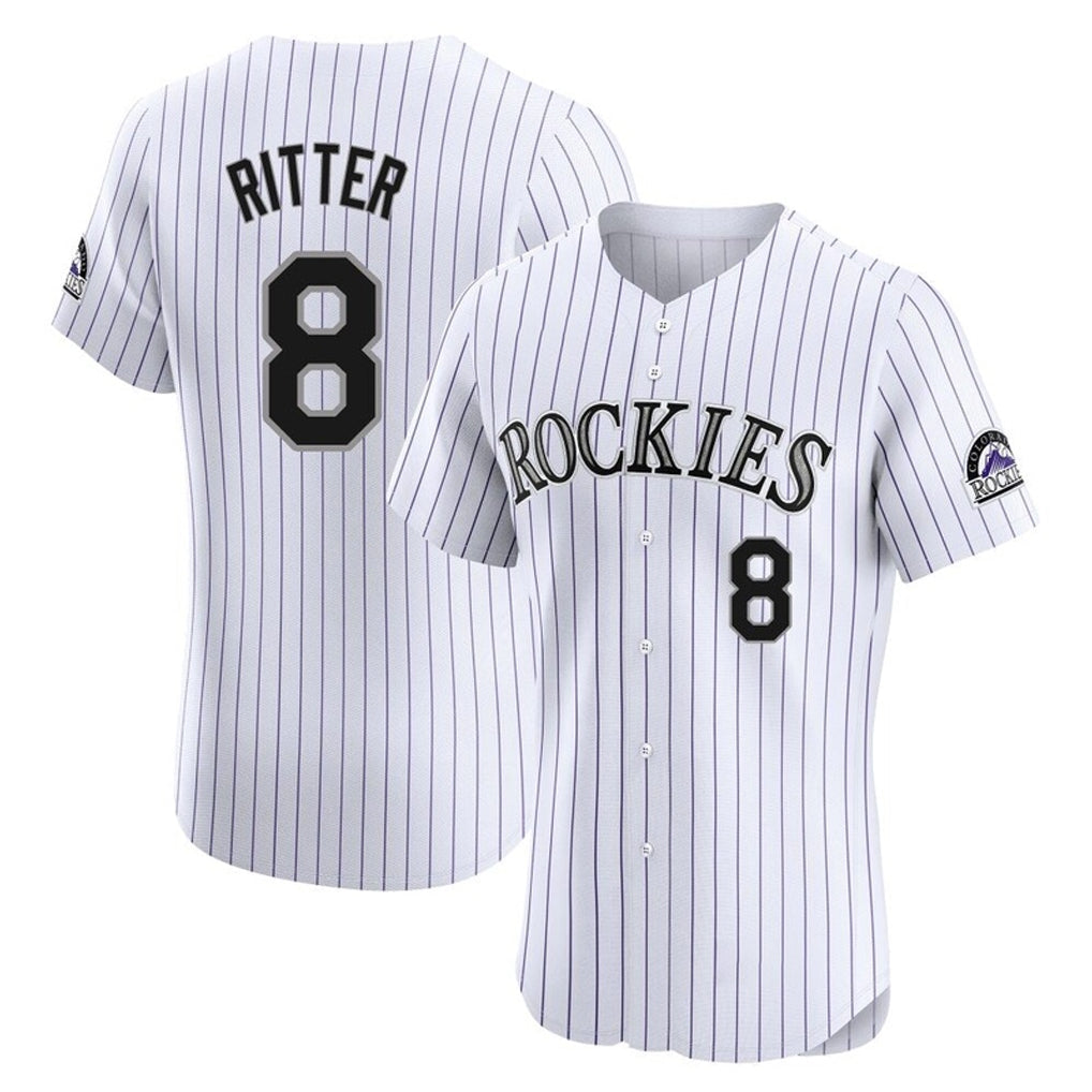 Kooe C.Rockies #8 Ryan Ritter Player White Limited Elite Home Stitched Jerseys