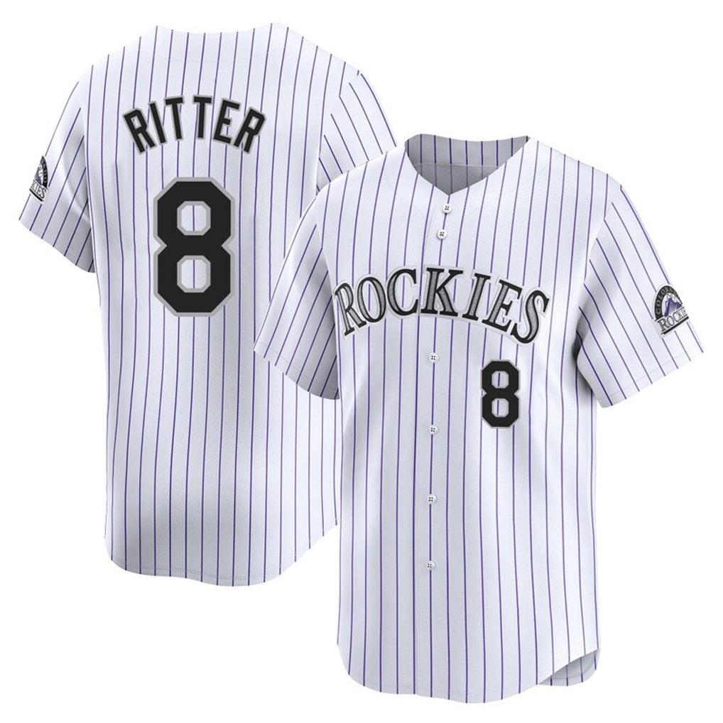 Kooe C.Rockies #8 Ryan Ritter Player White Limited Home Stitched Jerseys
