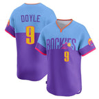 Kooe C.Rockies #9 Brenton Doyle Player Purple-Light Blue City Connect Limited Home T-shirt Stitched Jerseys