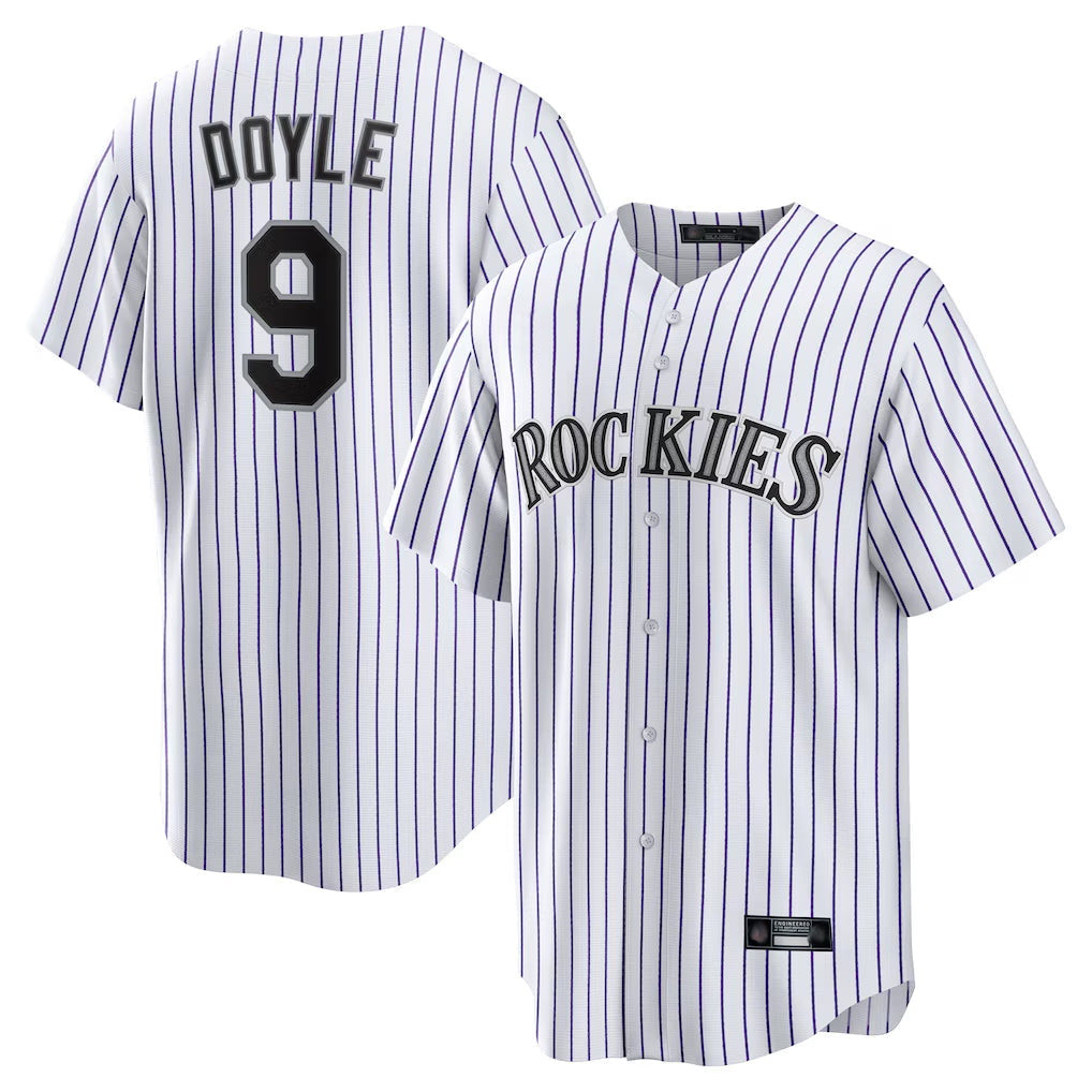 Kooe C.Rockies #9 Brenton Doyle Player White Game Home Stitched Jerseys