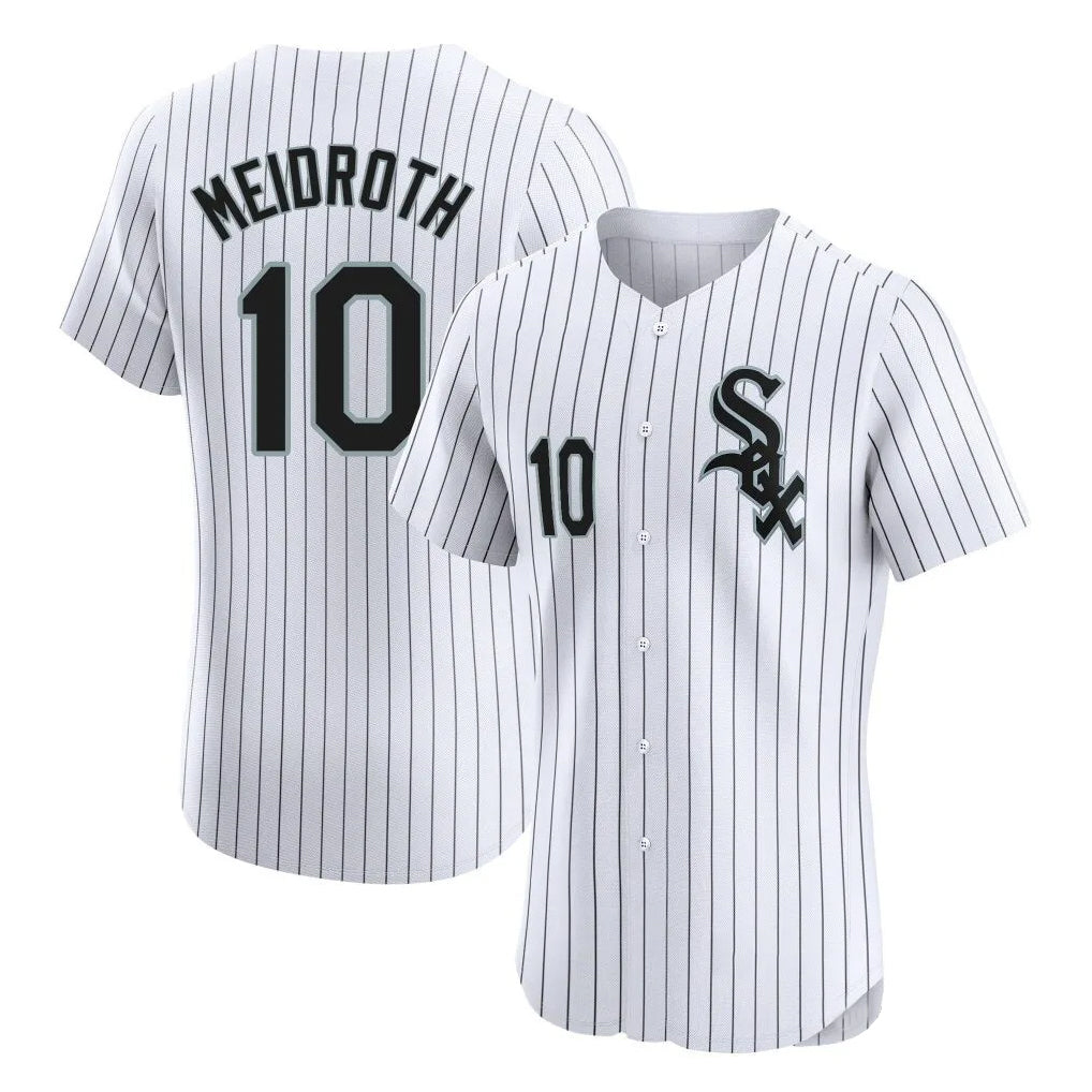 Kooe C.White Sox #10 Chase Meidroth Player White Stripe Limited Elite Home Stitched Jerseys