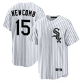 Kooe C.White Sox #15 Sean Newcomb Player White Stripe Home Game Stitched Jerseys