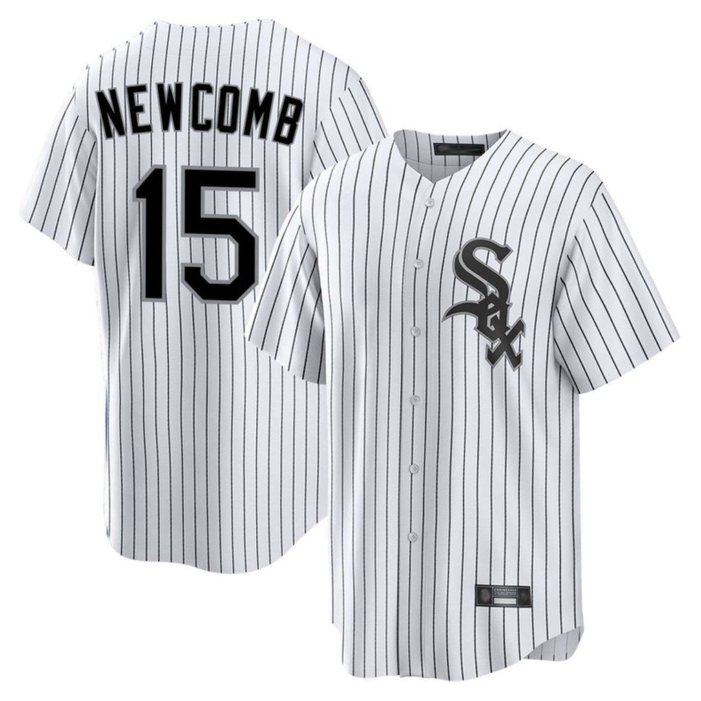 Kooe C.White Sox #15 Sean Newcomb Player White Stripe Home Game Stitched Jerseys