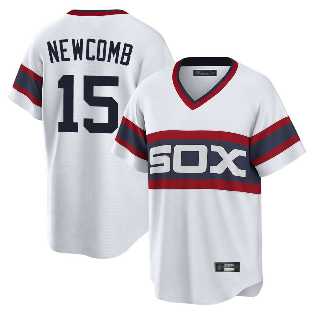 Kooe C.White Sox #15 Sean Newcomb Player White T-shirt Home Game Stitched Jerseys