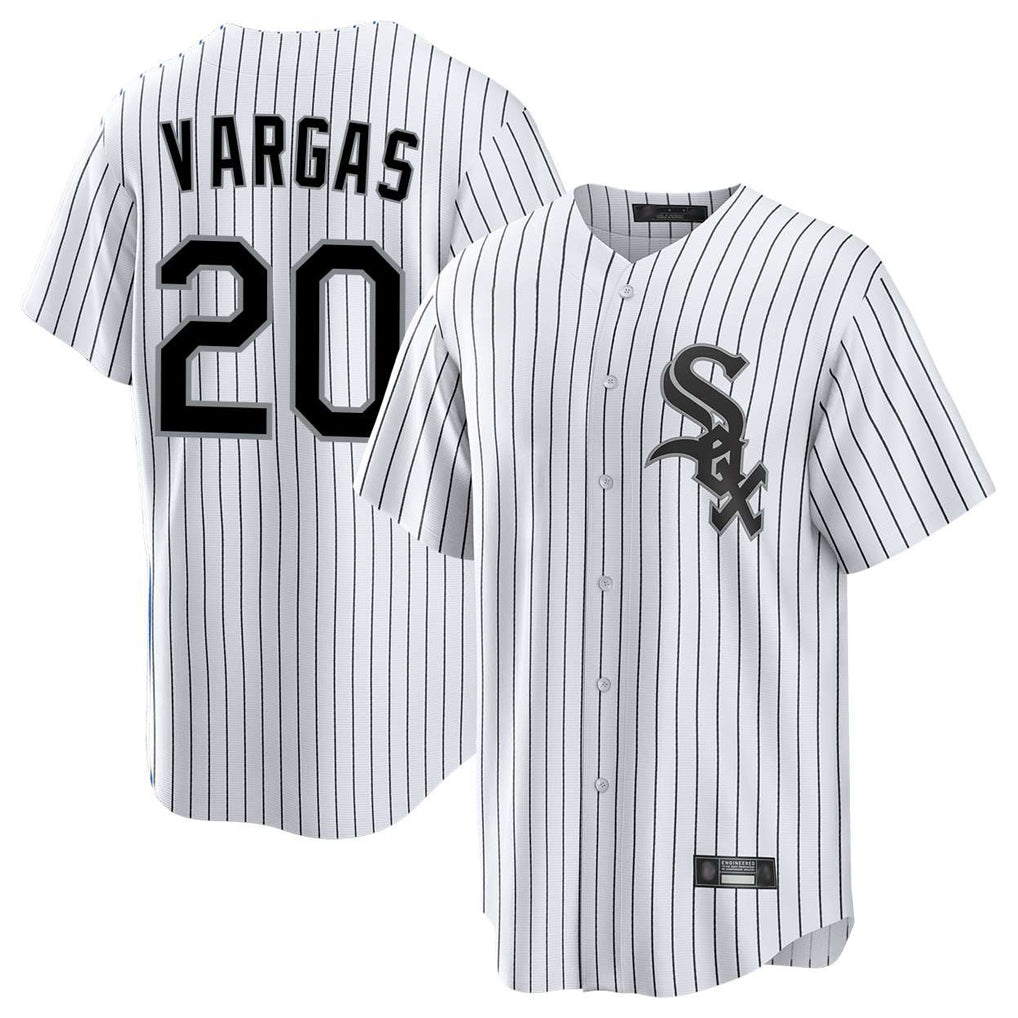 Kooe C.White Sox #20 Miguel Vargas Player White Stripe Home Game Stitched Jerseys