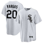 Kooe C.White Sox #20 Miguel Vargas Player White Stripe Home Game Stitched Jerseys