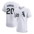 Kooe C.White Sox #20 Miguel Vargas Player White Stripe Limited Elite Home Stitched Jerseys