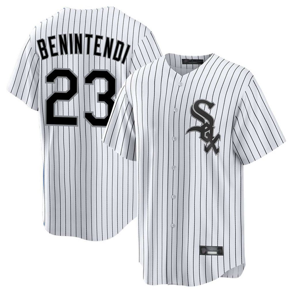 Kooe C.White Sox #23 Andrew Benintendi Player White Stripe Home Game Stitched Jerseys