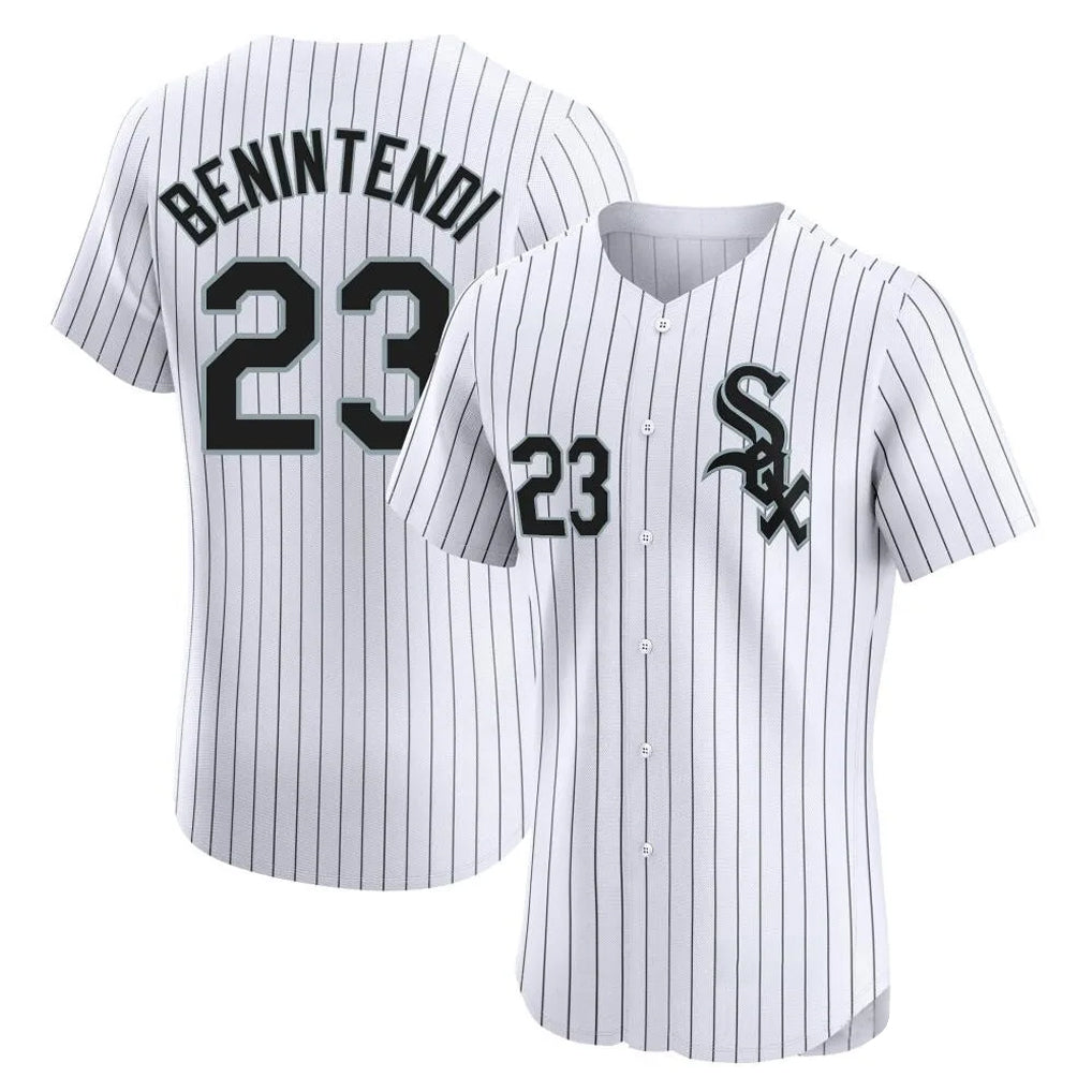 Kooe C.White Sox #23 Andrew Benintendi Player White Stripe Limited Elite Home Stitched Jerseys