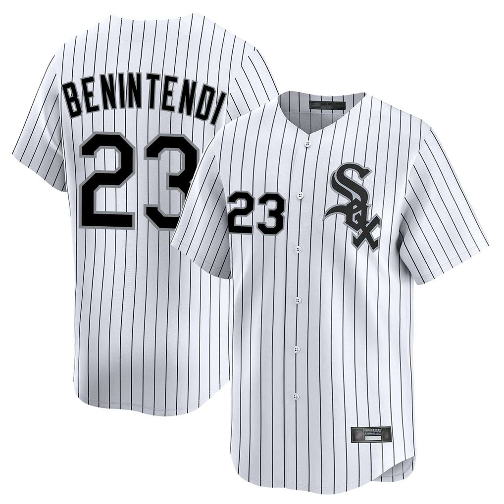 Kooe C.White Sox #23 Andrew Benintendi Player White Stripe Limited Home Stitched Jerseys
